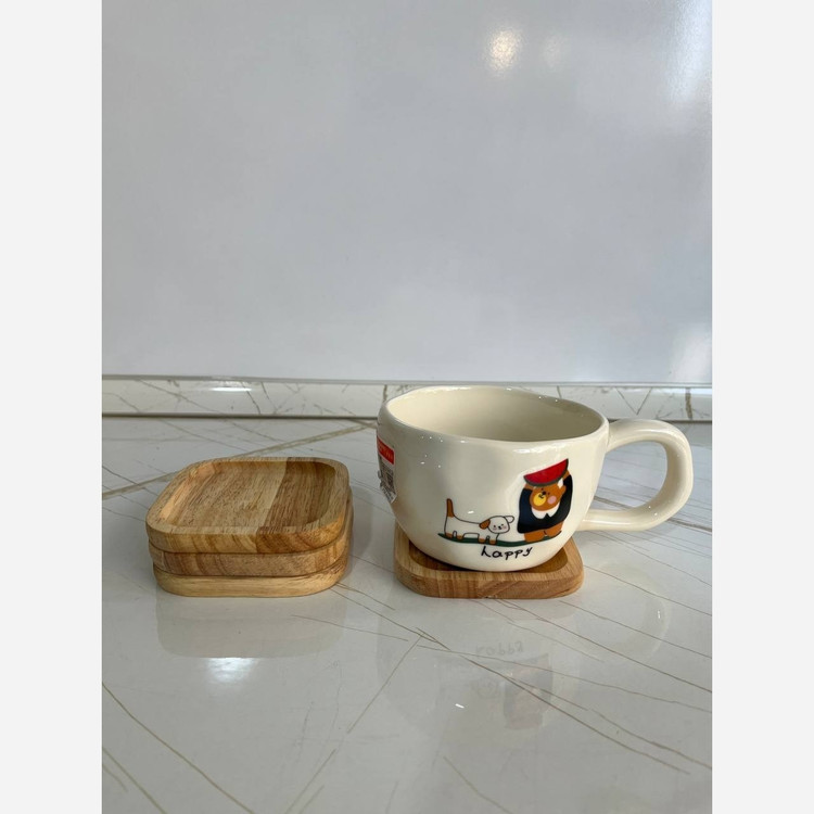 زیر لیوانی چوبی مربع و گرد