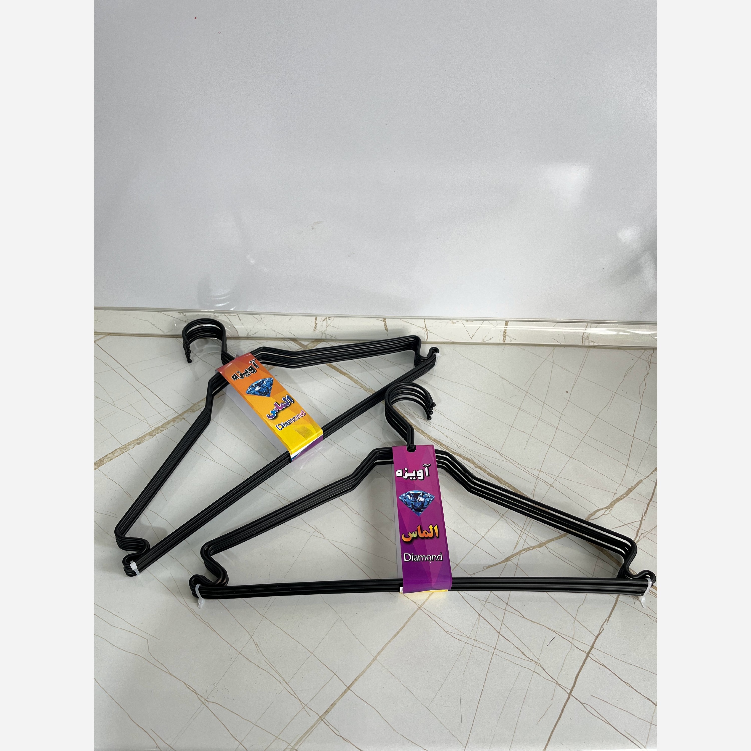 چوب لباسی6 عددی فلزی ضخیم مشکی و استیل