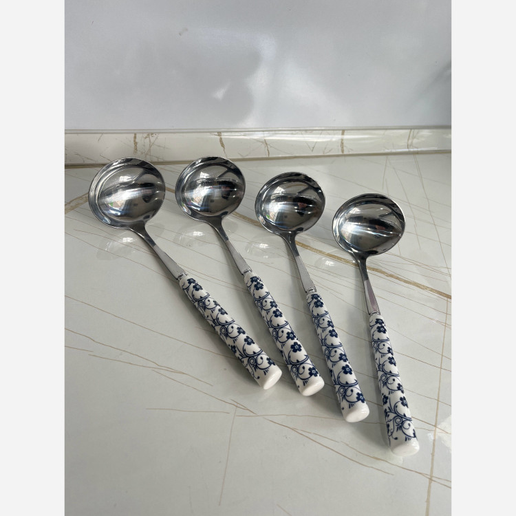 ملاقه دسته سرامیکی گل آبی