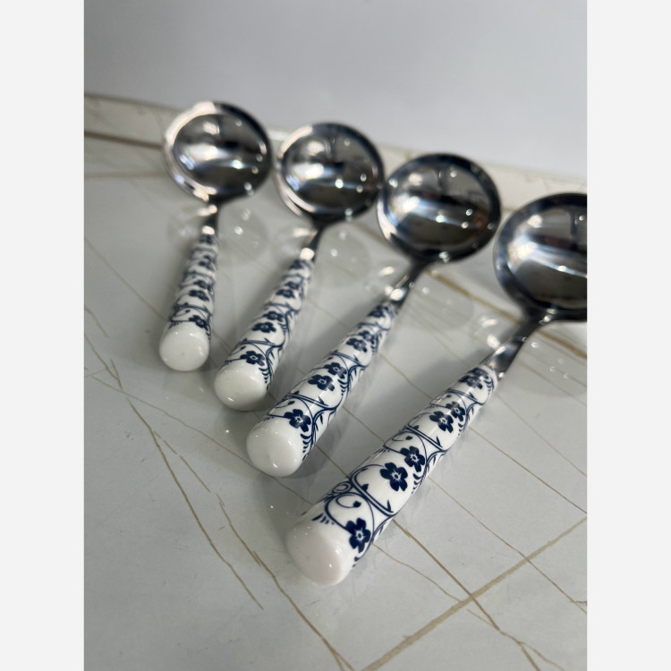 ملاقه دسته سرامیکی گل آبی