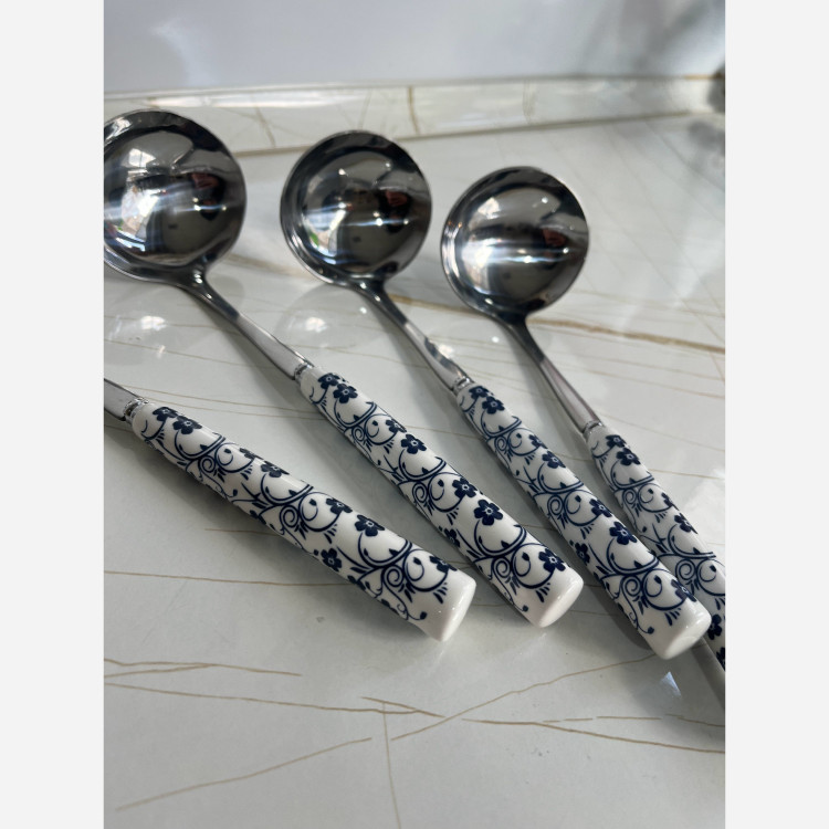 ملاقه دسته سرامیکی گل آبی