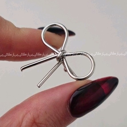 انگشتر پاپیون استیل و فری سایز رنگ نقره ای