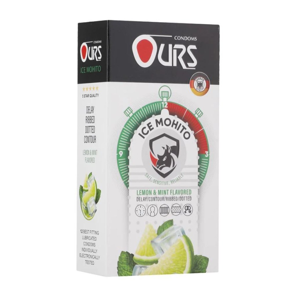 کاندوم خاردار و تاخیری موهیتو یخی اورز ICE MOHITO بسته 12 عددی