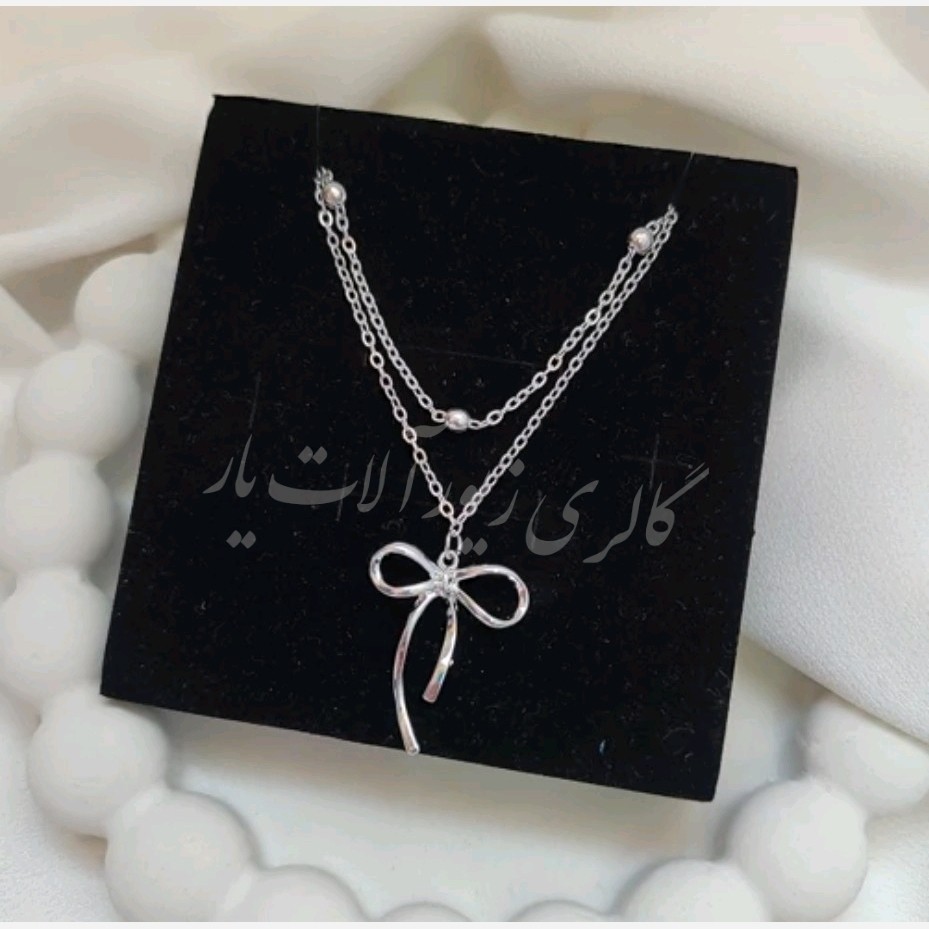 گردنبند پاپیون دولاین نقره ای