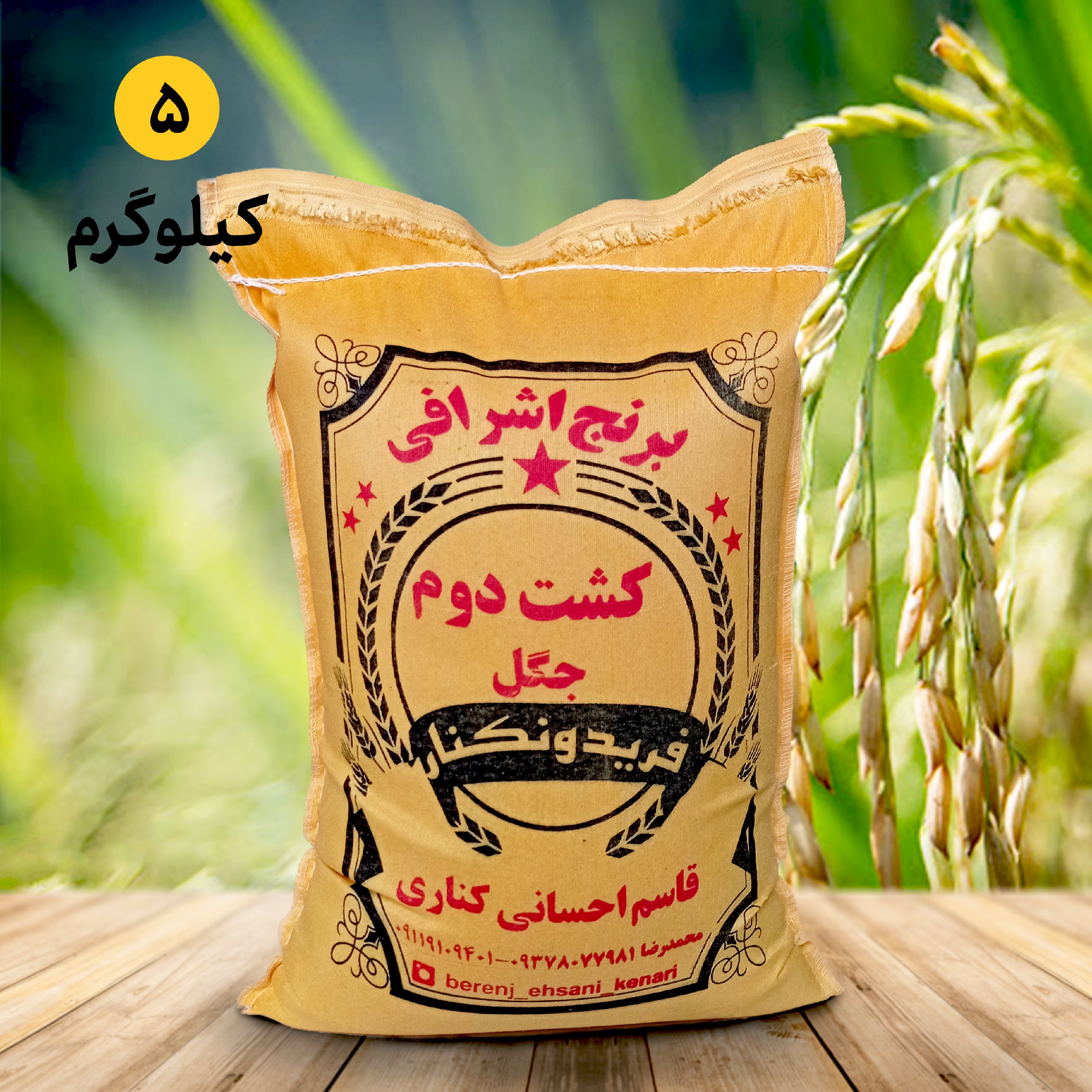 برنج  کشت دوم اعلا  فریدونکنار درجه 1(5 کیلویی) ارسال رایگان محصول 1404