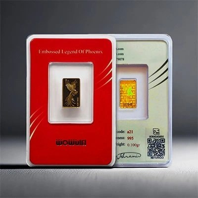 شمش طلای 24 عیار 100 سوتی طرح سیمرغ