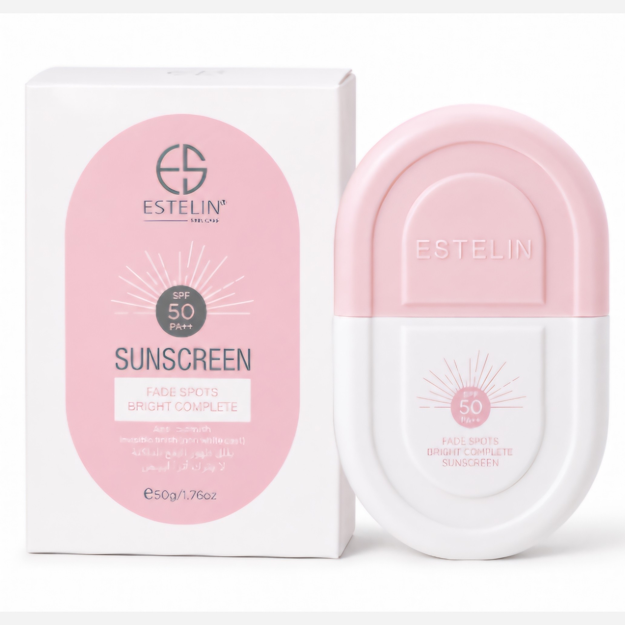 ضد آفتاب استلین صورتی اورجینال حجم 50 میل spf50 ضد لک و ضد جوش فاقد چربی و بافت سبک مخصوص انواع پوست