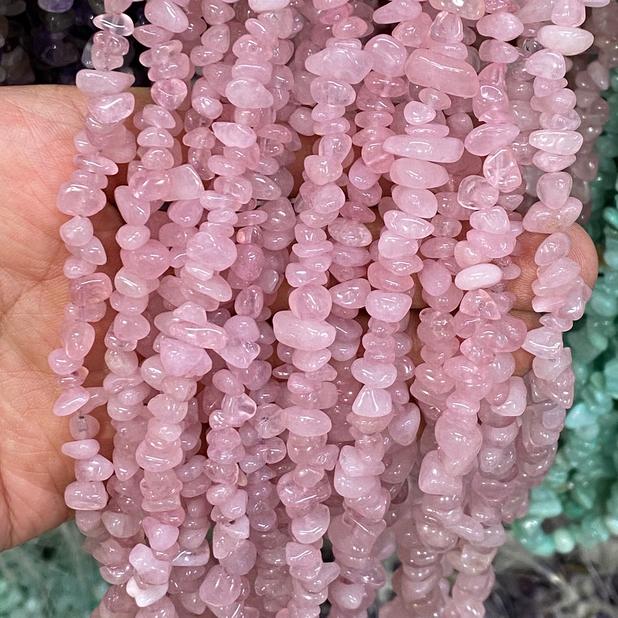 ریسه سنگ چیپسی رز کوارتز 20 سانتی متر