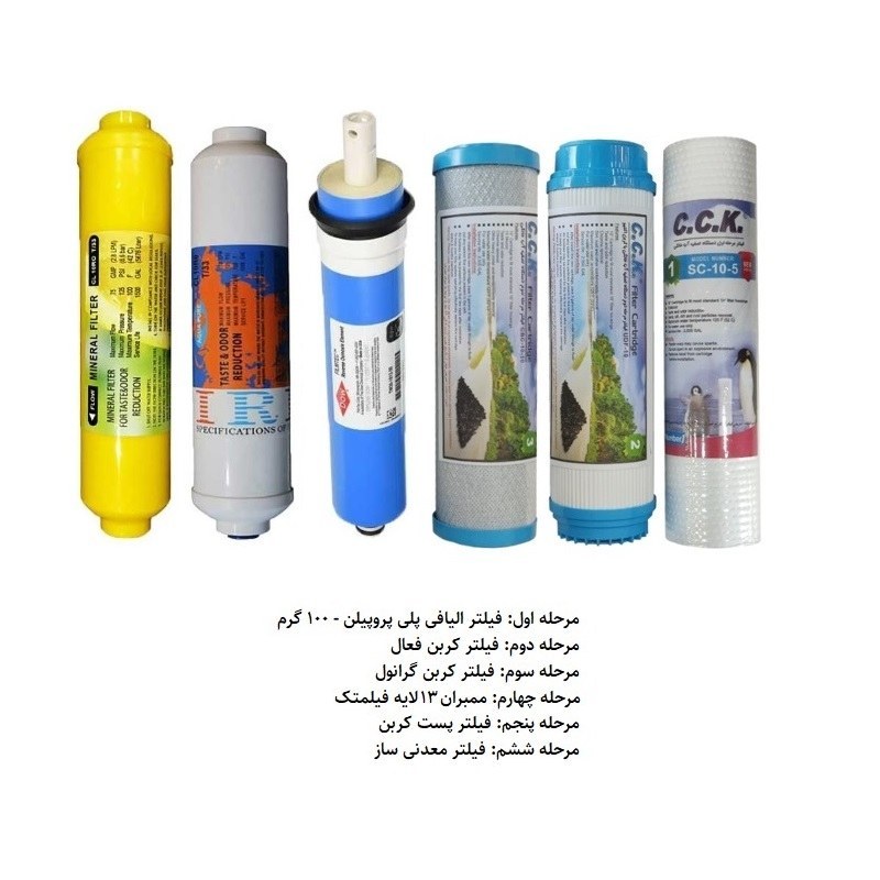 مجموعه6 عددی فیلتر دستگاه تصفیه آب خانگی (پک کامل )