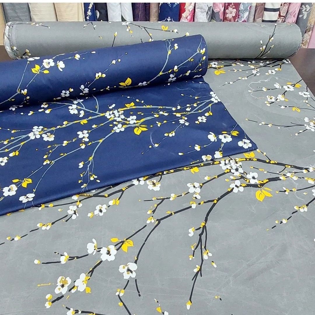 پارچه ملافه ای،پارچه ملحفه ای عرض240 سانت پارچه ملافه ای طرح شکوفه جنس پیگمنت بدون رنگدهی و آبرفت در طرح های مختلف