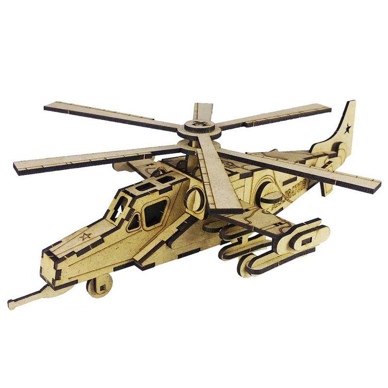 پازل سه بعدی چوبی هلیکوپتر جنگی KA-50 (ماکت)