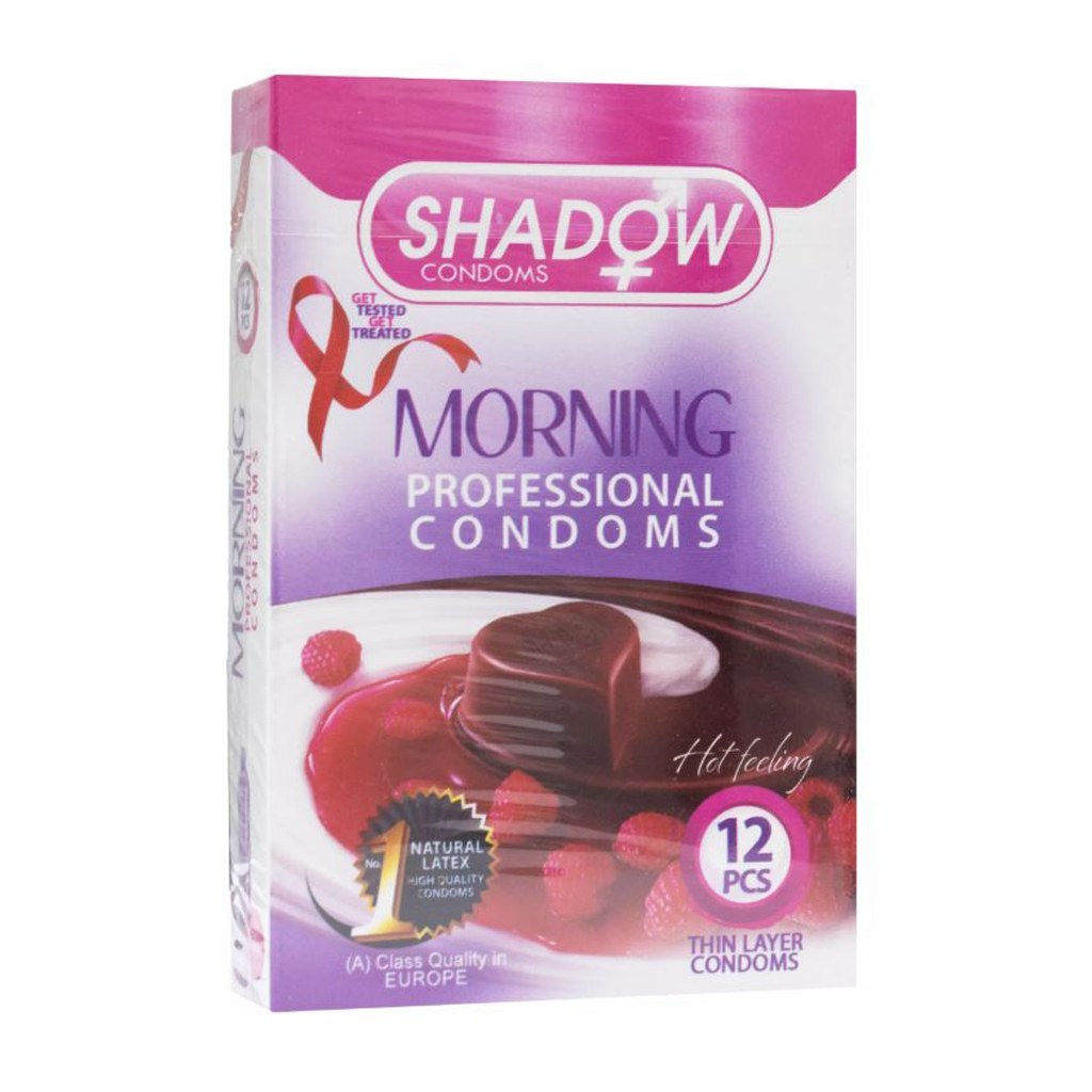 کاندوم روان کننده و کافئین دار شکلاتی شادو SHADOW MORNING بسته 12 عددی