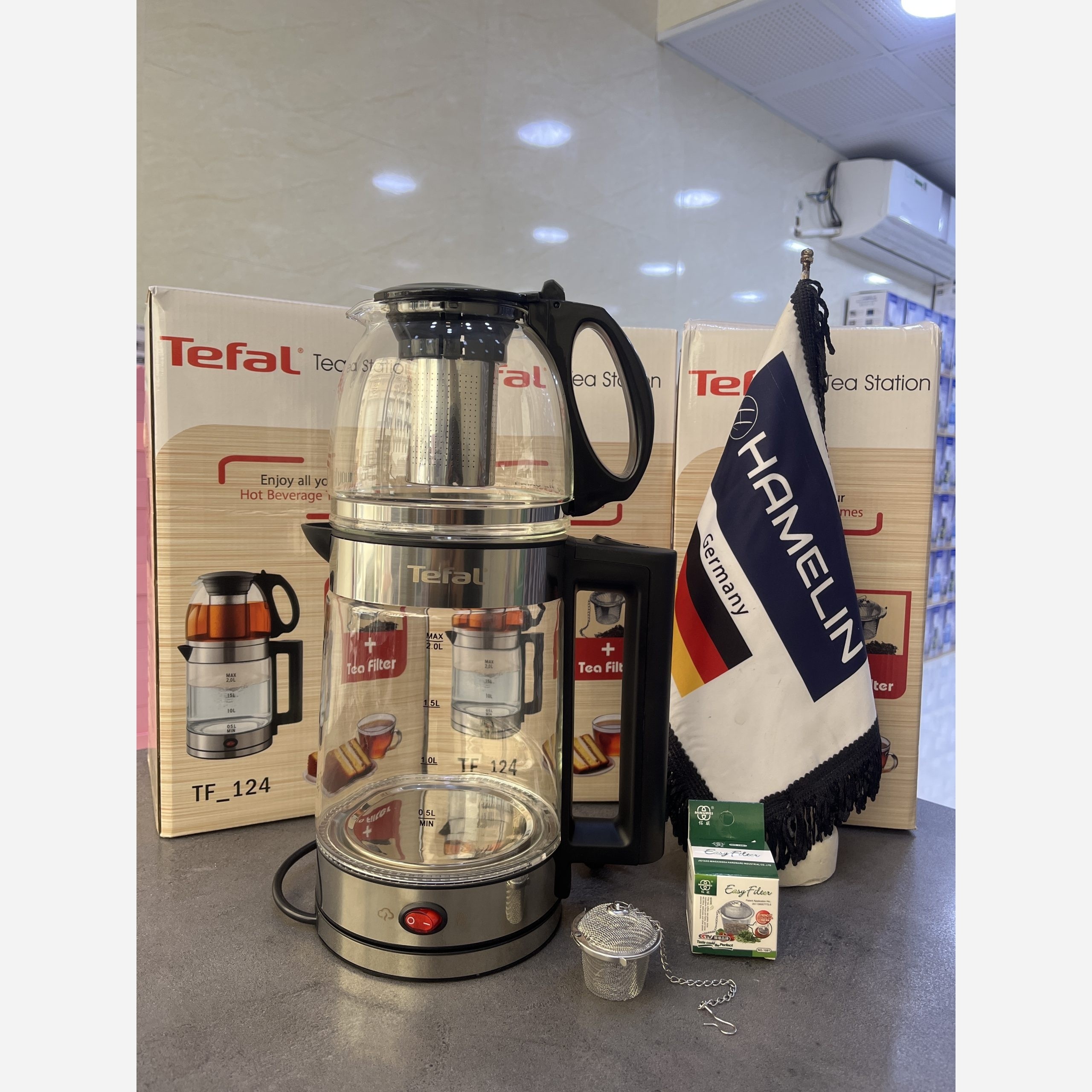 چای ساز روهمی تفال گرم کن دار با گارانتی معتبر 18 ماهه چایساز tefal وارداتی چای ساز پیرکس