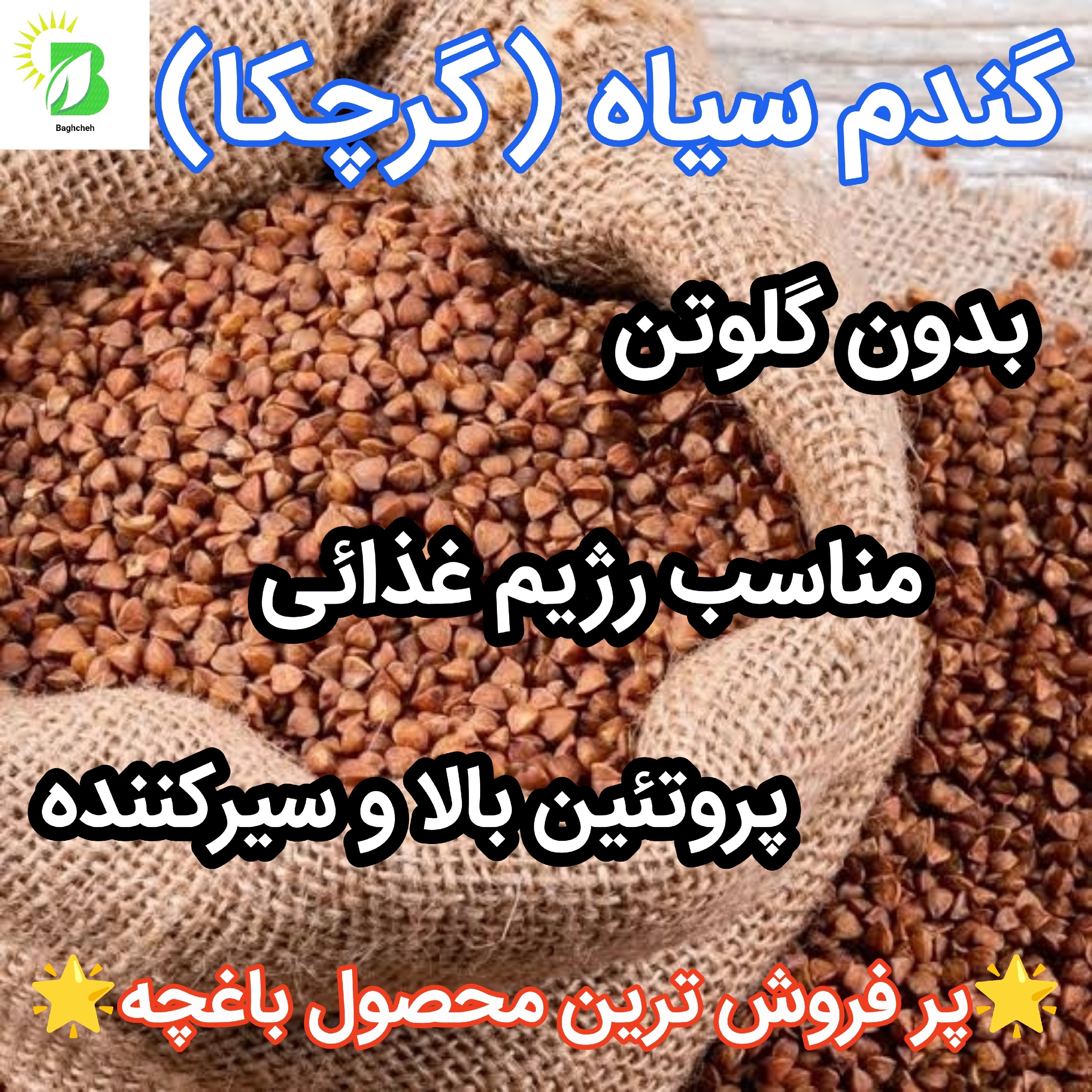 گندم سیاه (گرچکا یا باکویت) اصل روسیه 5 کیلویی / بدون گلوتن / مناسب رژیم و ورزش