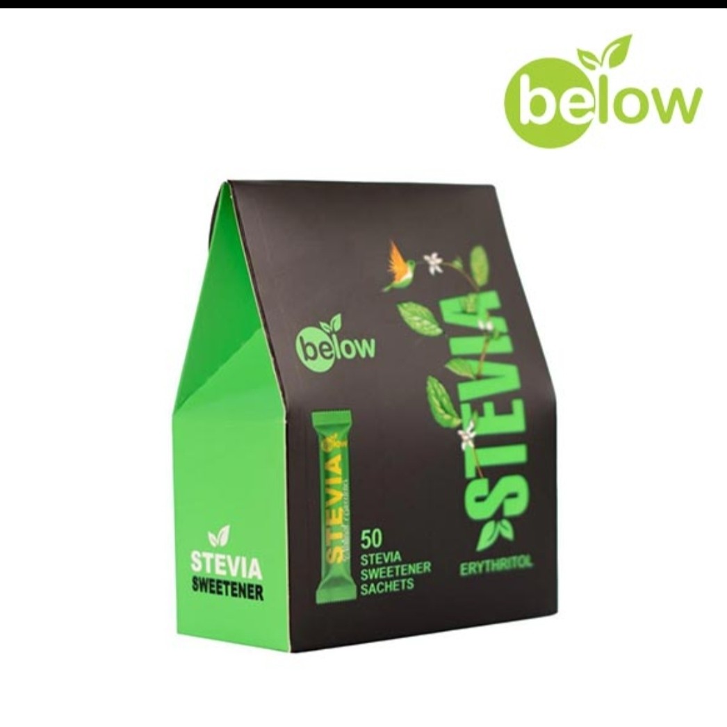 ساشه شیرین کننده اریتریتول و استویا بی لو -  1 گرم بسته 50 عددی بدون شکر حاوی استویا