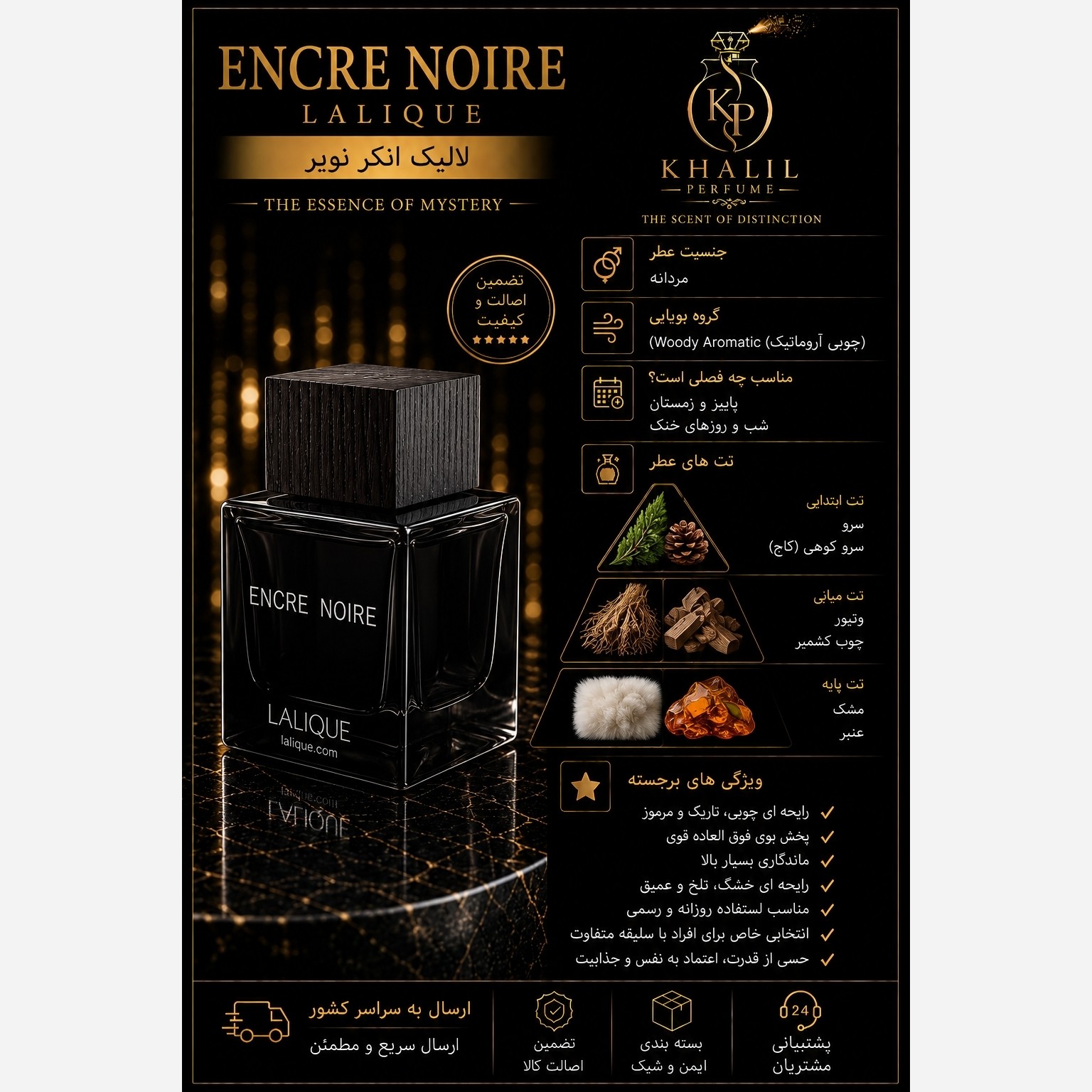 عطر لالیک انکر نویر مشکی مردانه(هر میل)
