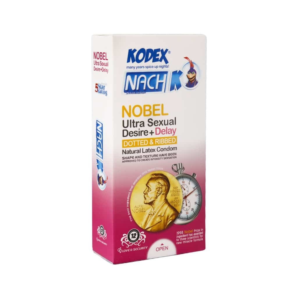 کاندوم تحریک کننده و تاخیری نوبل ناچ کدکس NACH KODEX NOBEL بسته 12 عددی