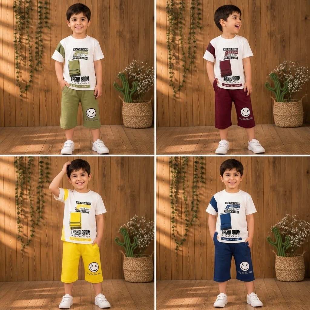 لباس بچگانه تیشرت شلوارک سایز 45 و50 طرح استیک