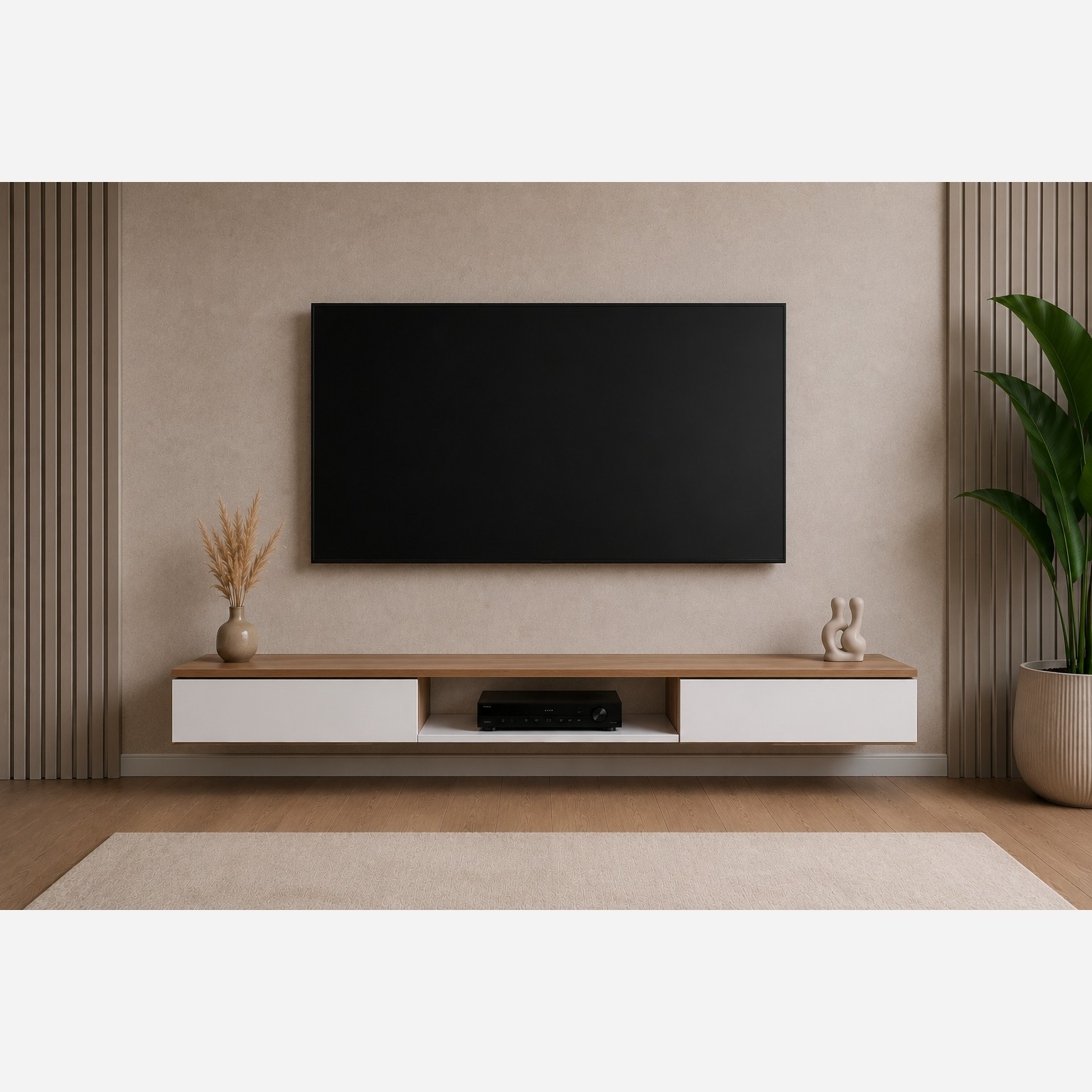 میز تلویزیون دیواری مدرن و شلف دیواری TV (پس کرایه)