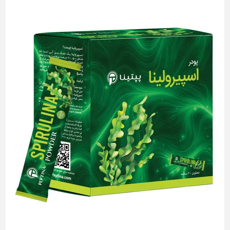 پودر اسپیرولینا سبز خالص بسته 30 عددی پپتینا مغذی و پروتئینه