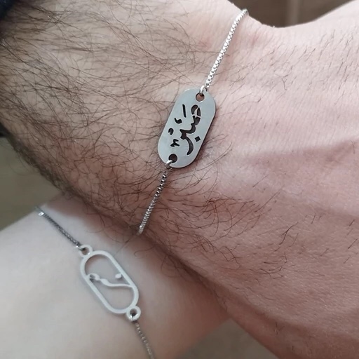 دستبند صبر استیل رنگ ثابت نقره ای