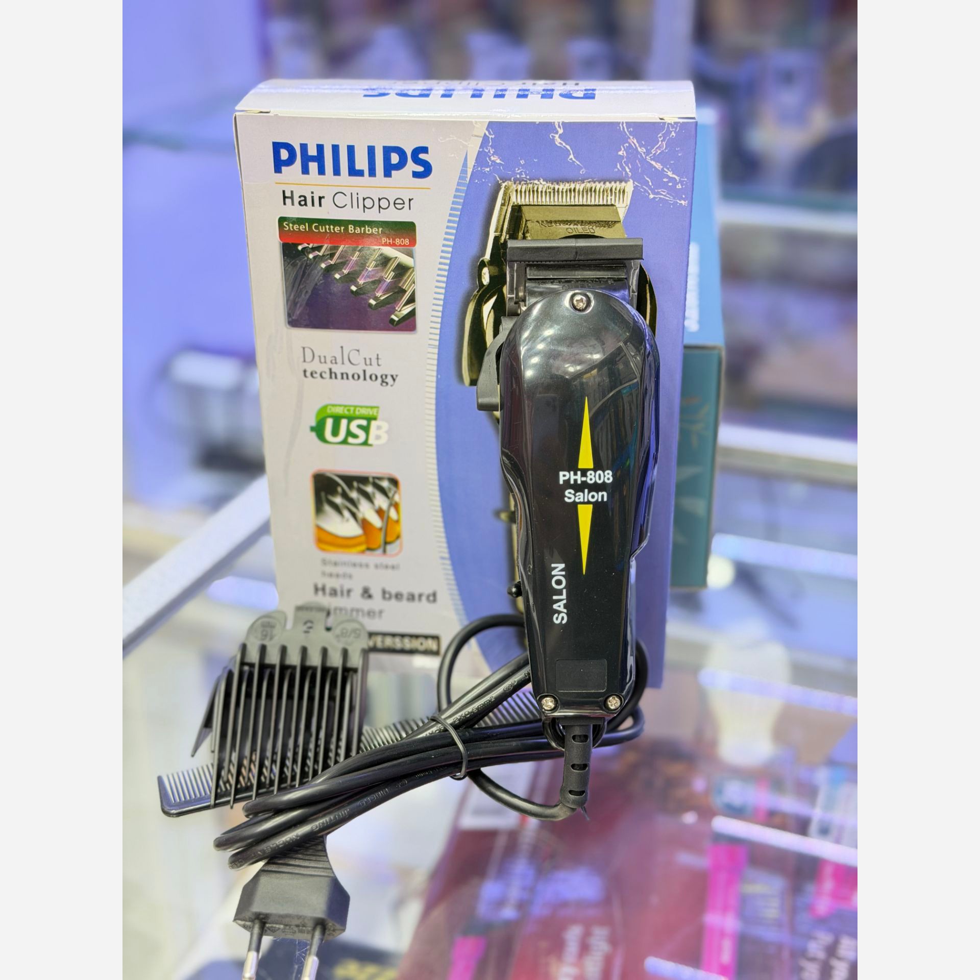 ماشین اصلاح حرفه ای سر و صورت فلیپس   PHILIPS 808 SALON   اورجینال شرکت فلیپس  حجم زن و فید زن سر   اصلاح صورت و بدن   ق