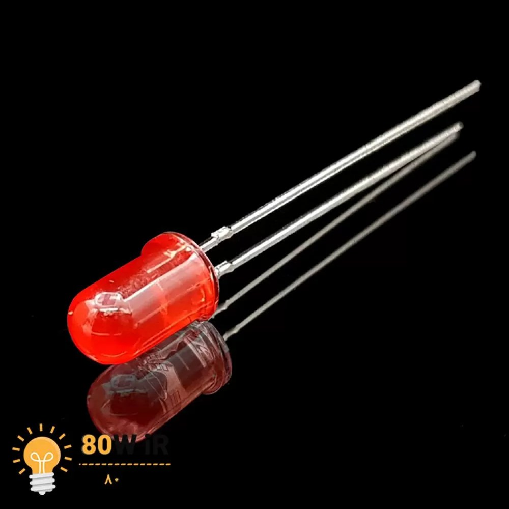 LED قرمز 5mm مات پایه بلند
