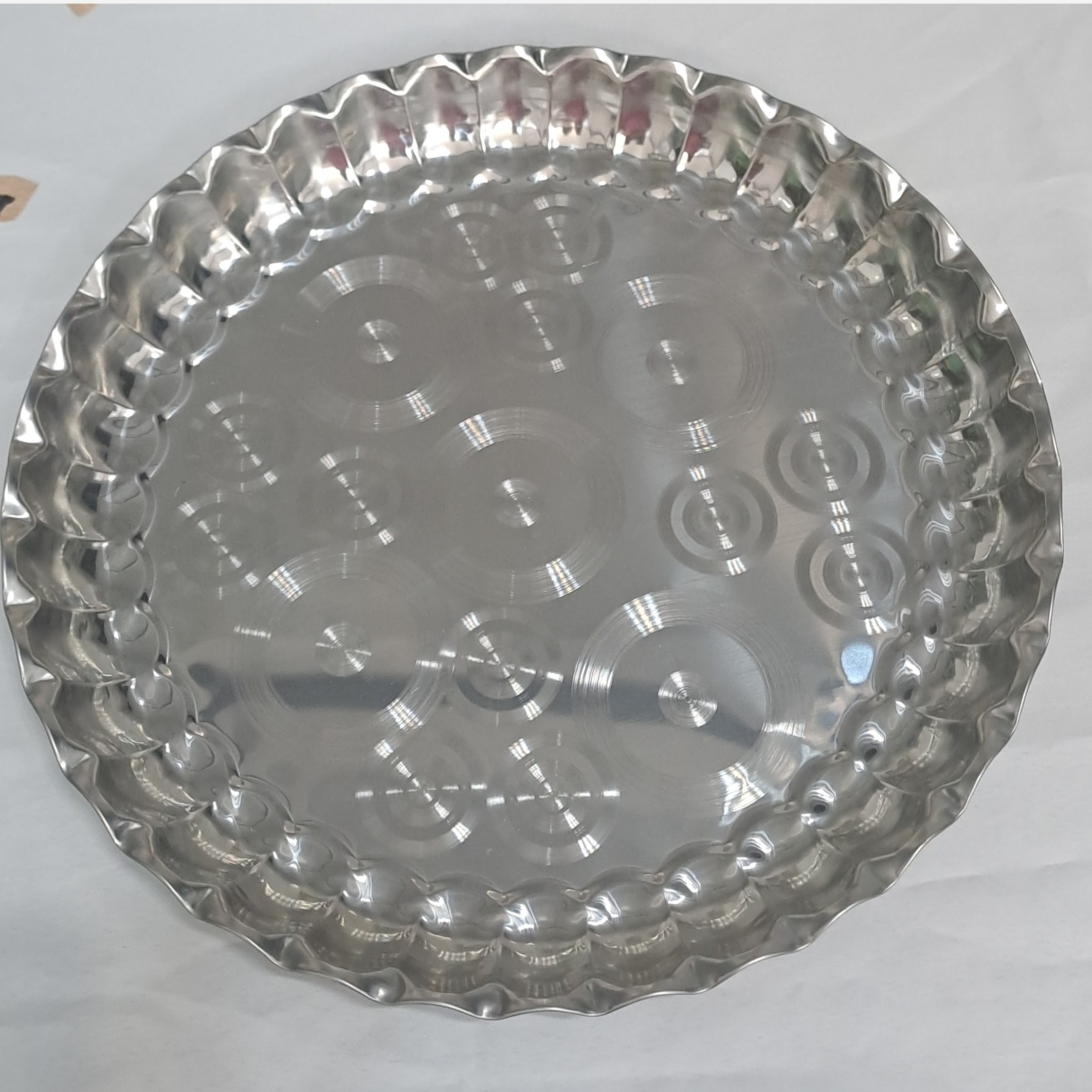 سینی استیل لب کنگره سایز شش قطر 30 سانت