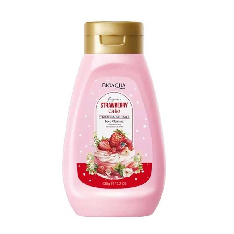 نمک بدن کیک توت فرنگی بیوآکوا Bioaqua حجم 430g