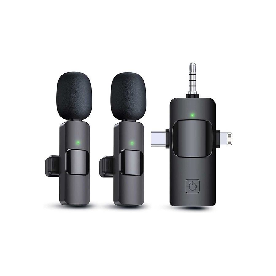 میکروفون یقه ای بیسیم مدل k15 دو کاربر ( مناسب تولید محتوا و استفاده برای موبایل و دوربین های مختلف ...)