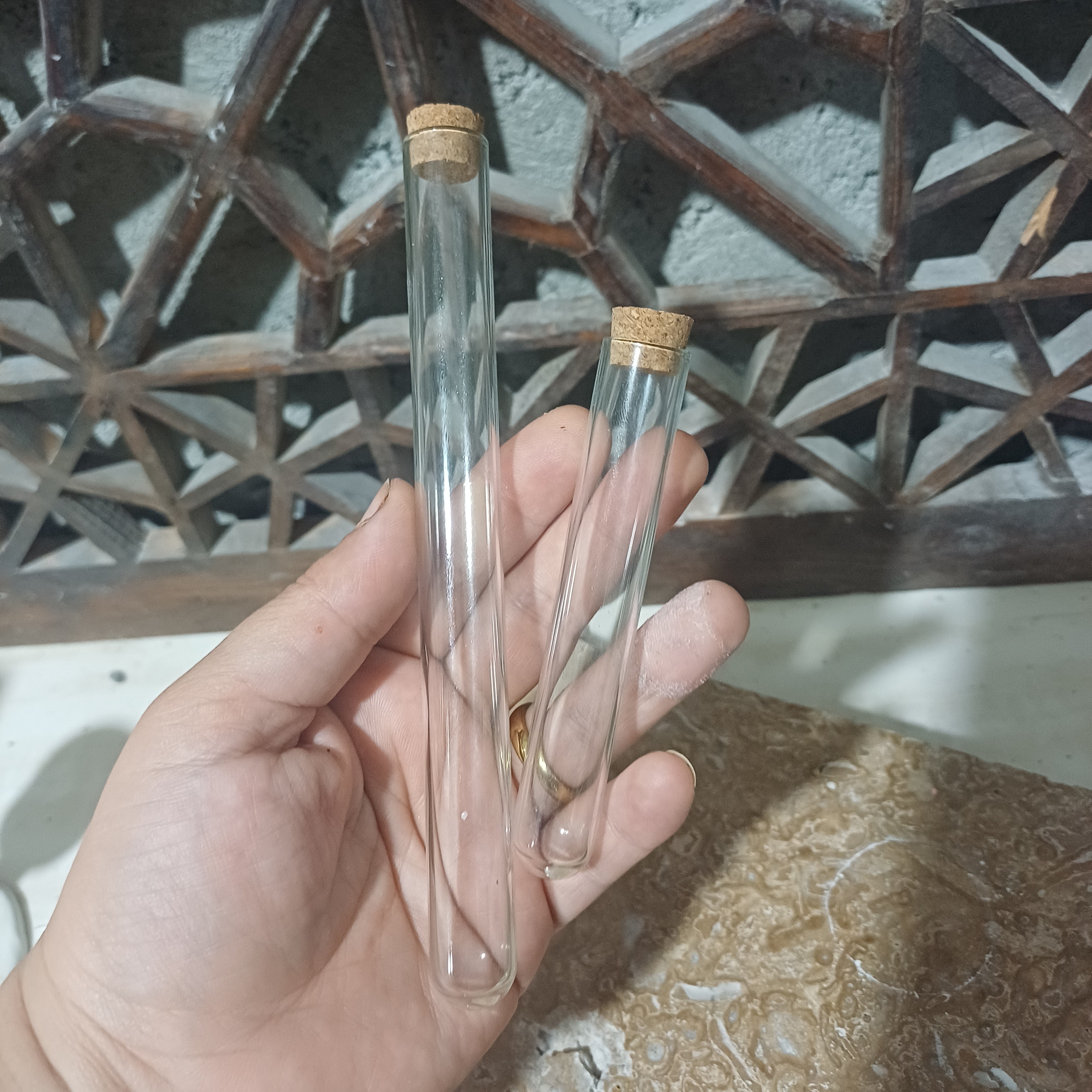 شیشه گیفت لوله ای با در چوب پنبه ارتفاع 10 و 16 سانت