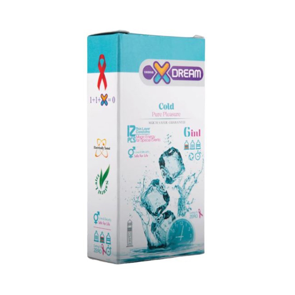 کاندوم خاردار و تاخیری خنک ایکس دریم XDream Cold بسته 12 عددی