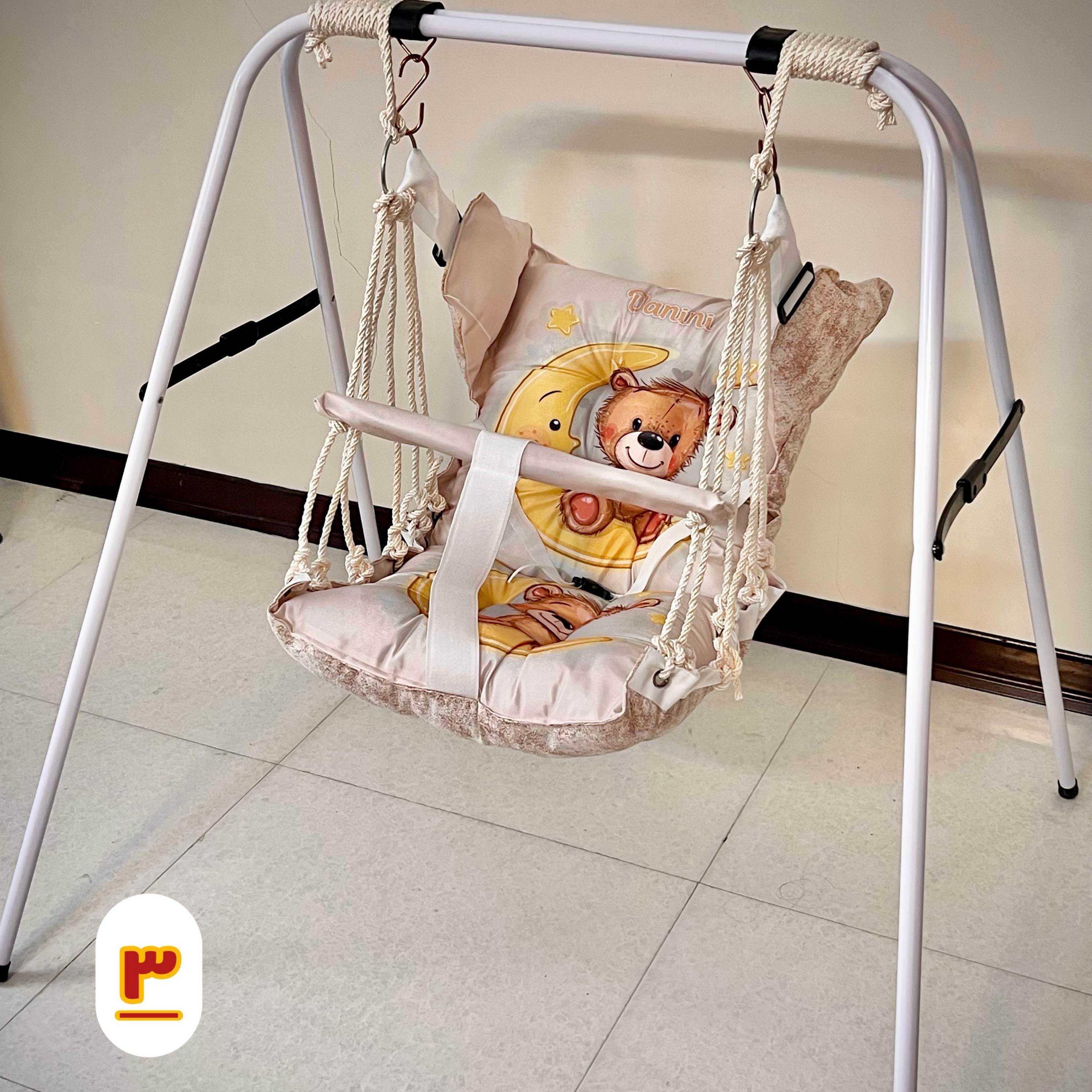 تاب ریلکسی مخمل کودک 12 طناب و پایه تاب